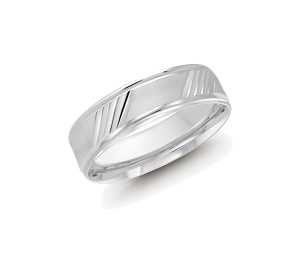JONC HOMME EN OR 10K BLANC 6MM DE LARGEUR